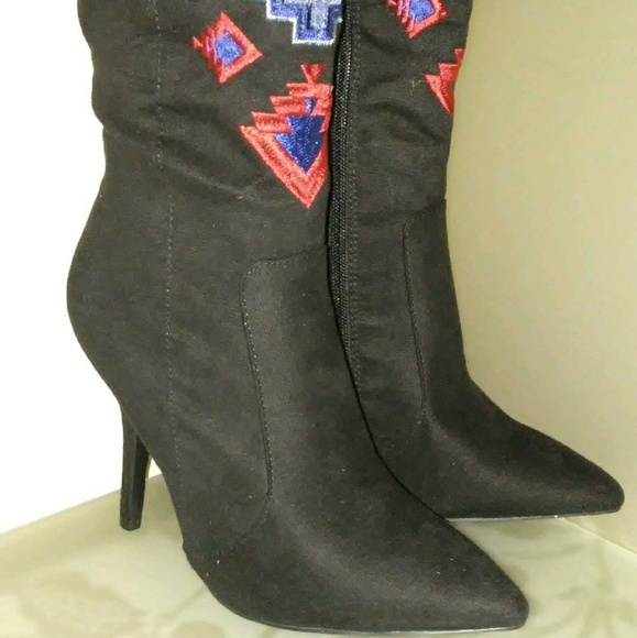 Black Suede Knee-High Boots - Picture 2 of 8
